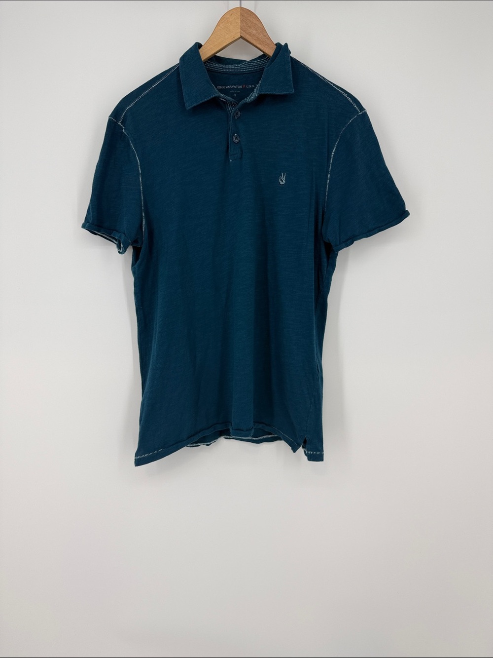 John Varvatos Teal Short-Sleeve Polo